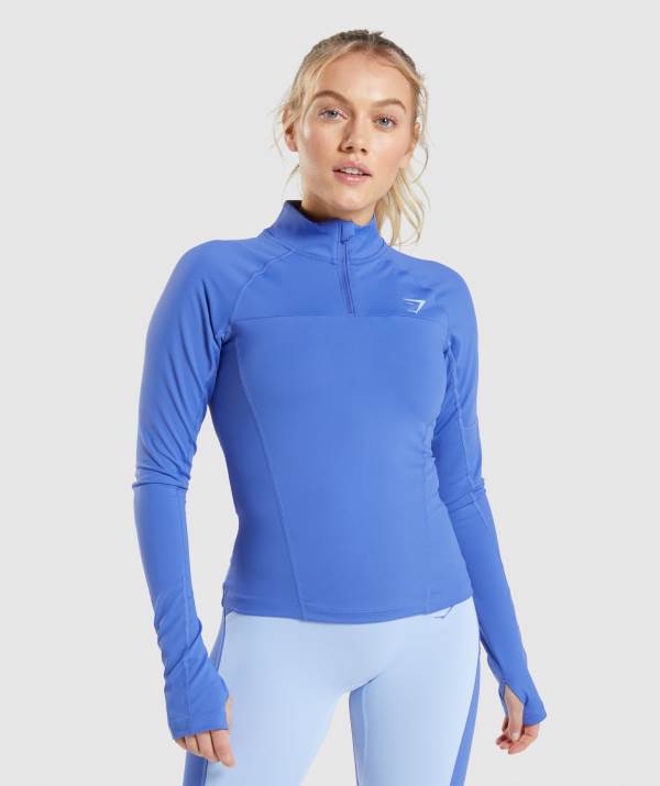 Damske Pulovre Gymshark Pulse 1/4 Zip Modre | WR7958024